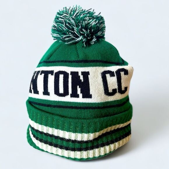 Denton Country Club Texas Stripe Cuffed Rugby Pom Pom Knit Beanie - Picture 3 of 16